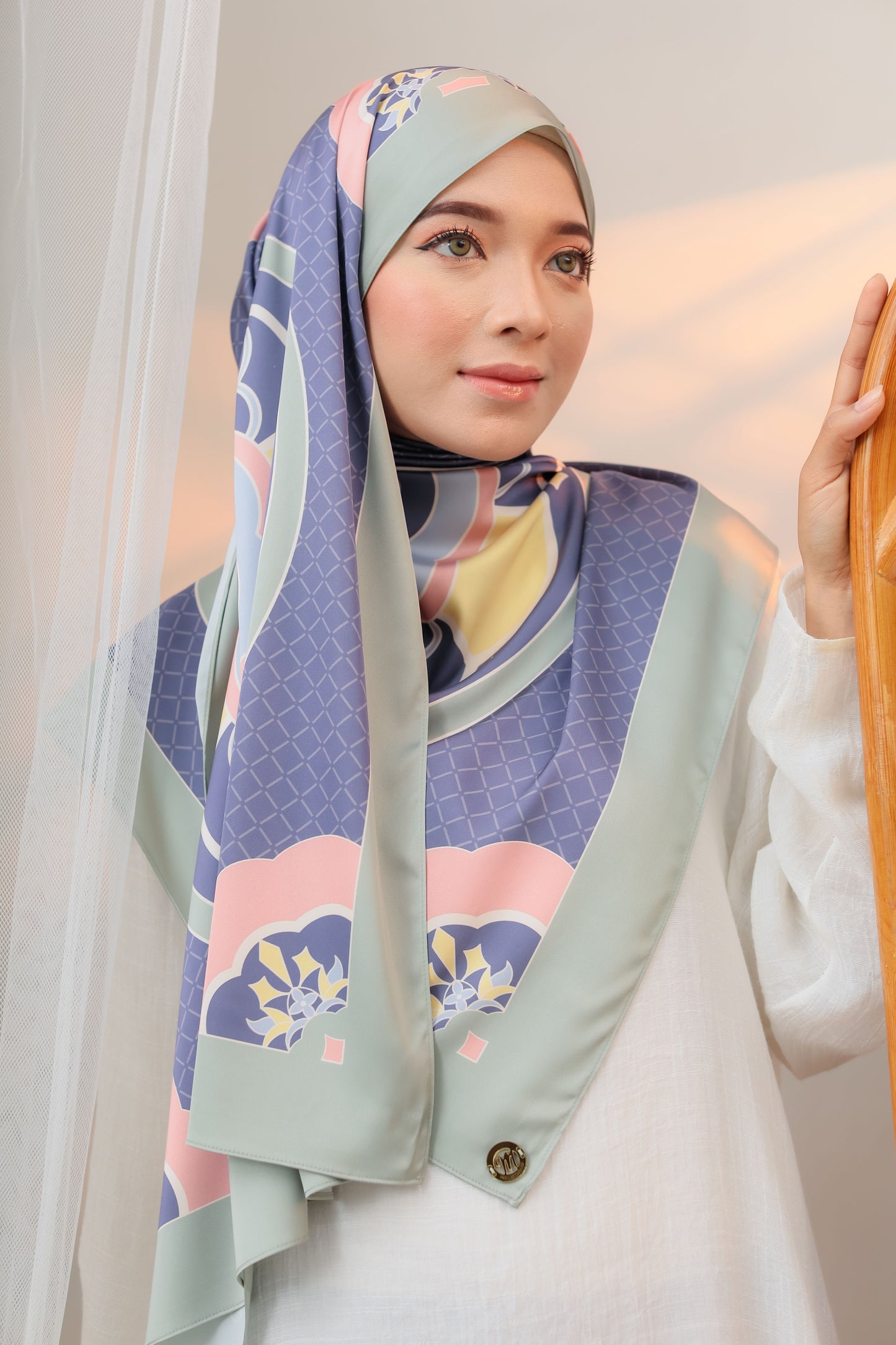 Azalea Satin Square & Shawl in Periwinkle